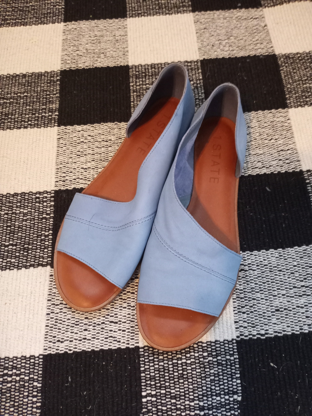 1. State Periwinkle Blue Open-Toe D'Orsay Flat Sandals